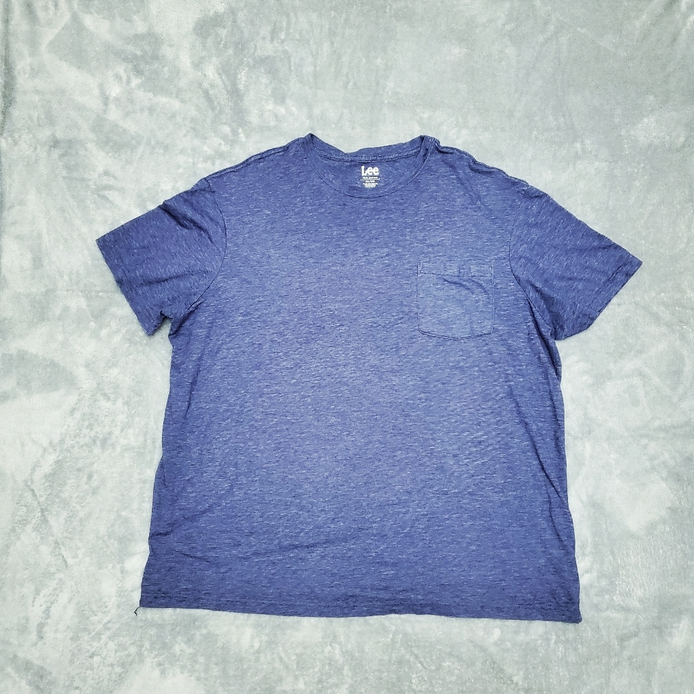 LEE Men's Pima Cotton Blend Short Sleeve Dark Blue Left Front Pocket Tee-Shirt